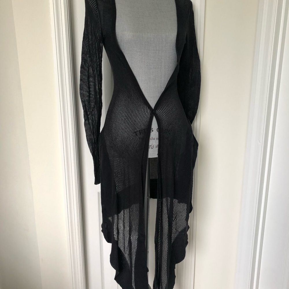 Black Sheer Long Cardigan